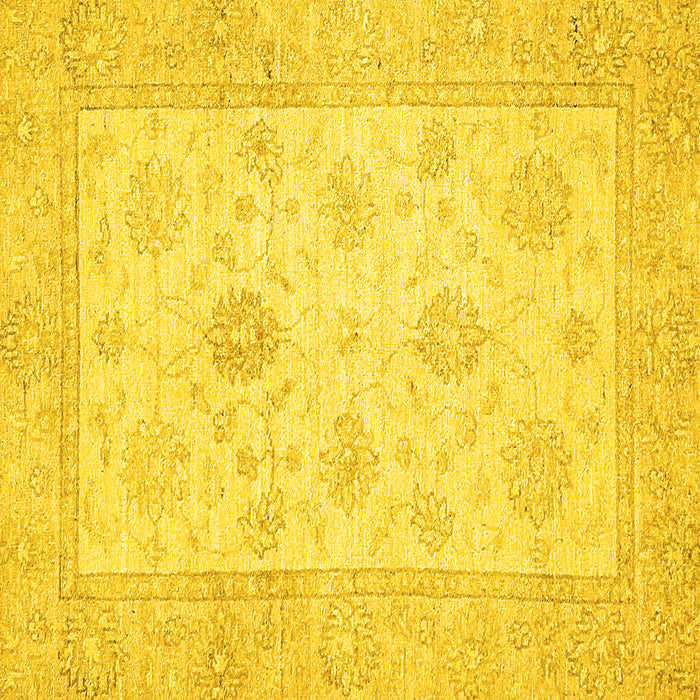 Square Machine Washable Oriental Yellow Traditional Rug, wshabs496yw
