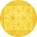 Round Oriental Yellow Traditional Rug, abs496yw