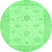 Round Oriental Emerald Green Traditional Rug, abs496emgrn