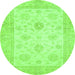 Round Oriental Green Traditional Rug, abs496grn