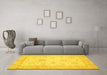 Machine Washable Oriental Yellow Traditional Rug in a Living Room, wshabs496yw