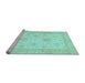 Sideview of Machine Washable Oriental Light Blue Traditional Rug, wshabs496lblu