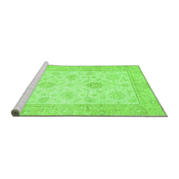 Sideview of Machine Washable Oriental Green Traditional Area Rugs, wshabs496grn