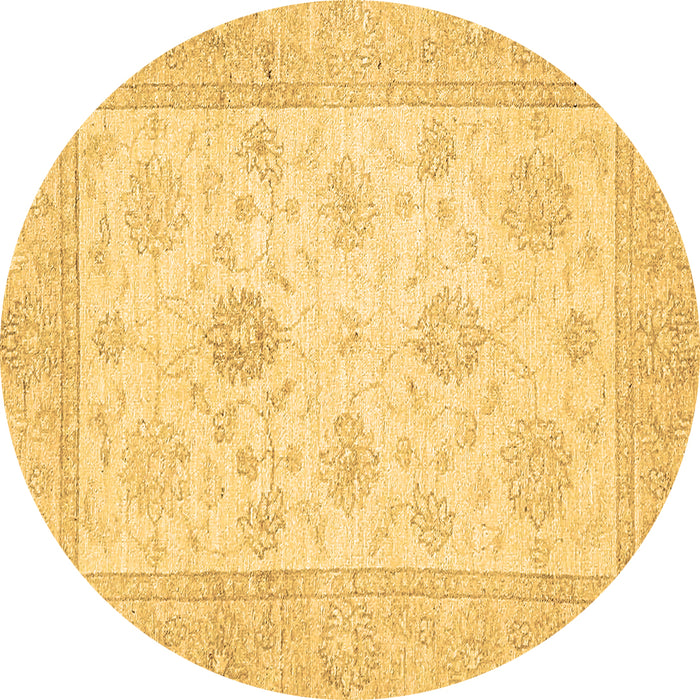 Round Oriental Brown Traditional Rug, abs496brn