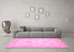 Machine Washable Oriental Pink Traditional Rug in a Living Room, wshabs496pnk