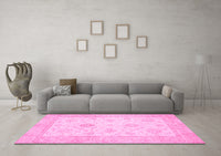 Machine Washable Oriental Pink Traditional Rug, wshabs496pnk