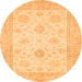 Round Oriental Orange Traditional Rug, abs496org