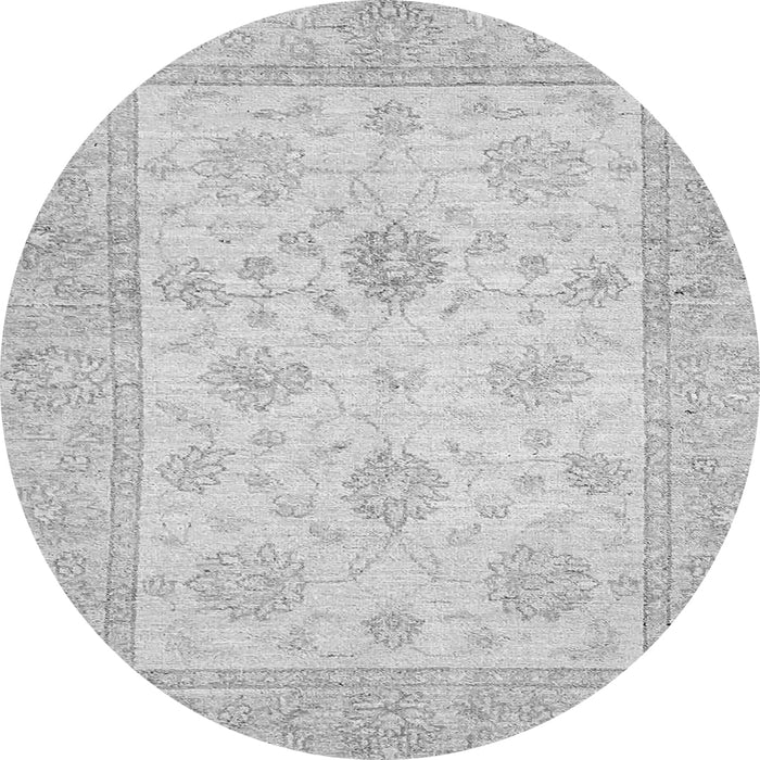 Round Machine Washable Oriental Gray Traditional Rug, wshabs496gry