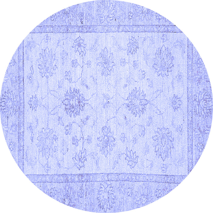 Round Oriental Blue Traditional Rug, abs496blu