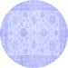 Round Oriental Blue Traditional Rug, abs496blu