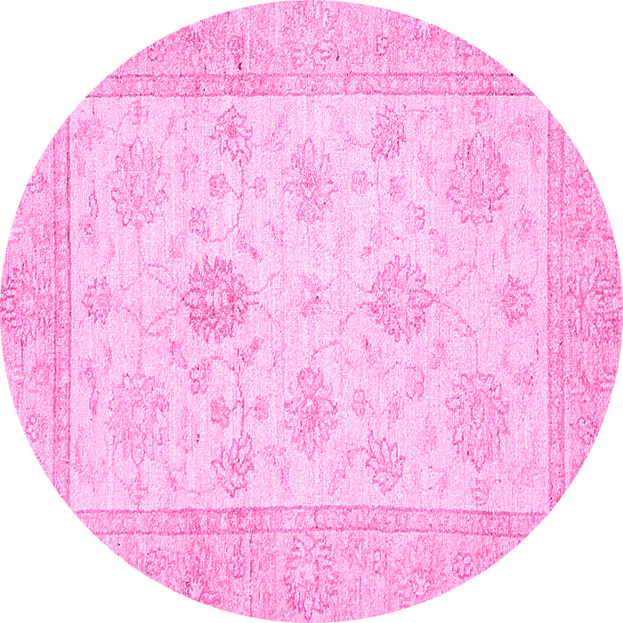 Round Oriental Pink Traditional Rug, abs496pnk