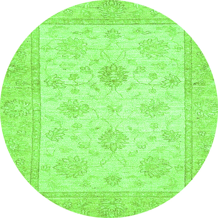 Round Machine Washable Oriental Green Traditional Area Rugs, wshabs496grn