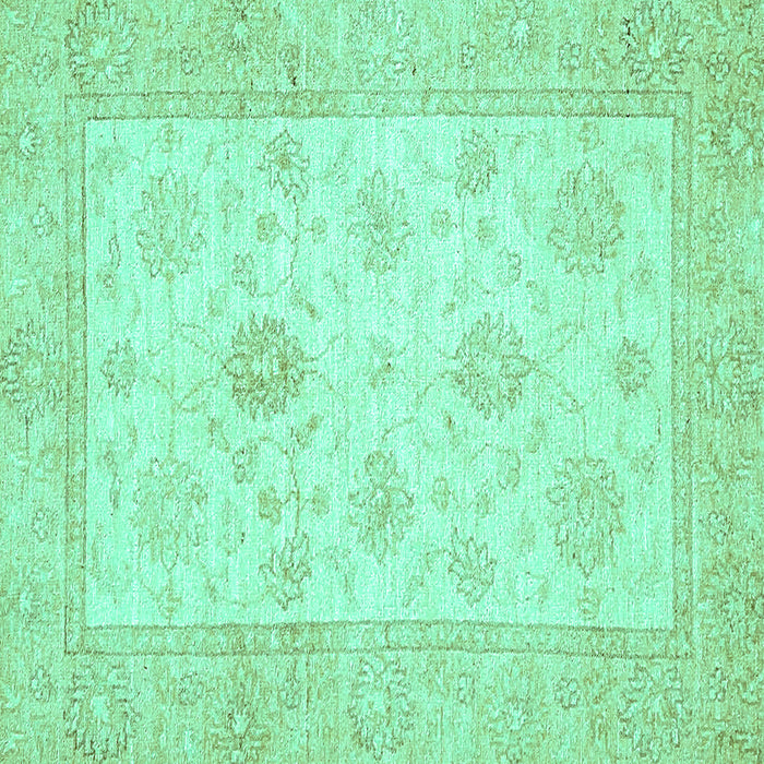 Square Machine Washable Oriental Turquoise Traditional Area Rugs, wshabs496turq