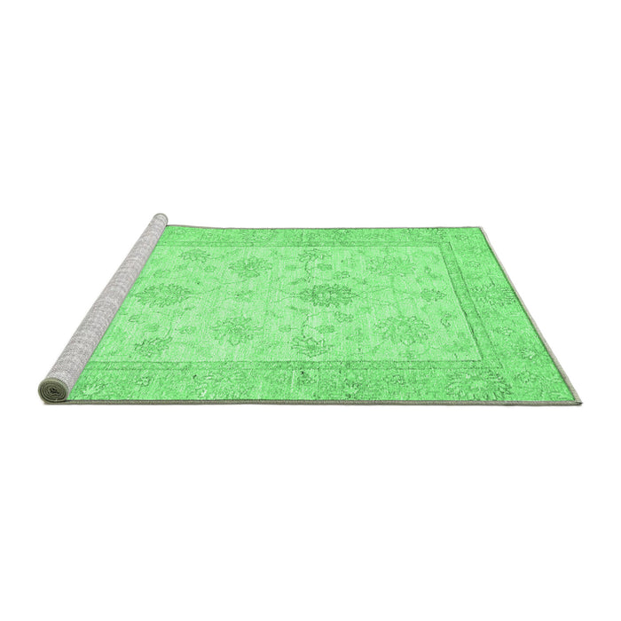 Sideview of Machine Washable Oriental Emerald Green Traditional Area Rugs, wshabs496emgrn
