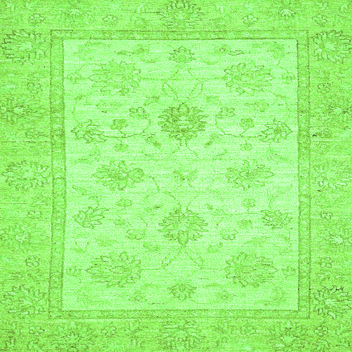 Square Machine Washable Oriental Green Traditional Area Rugs, wshabs496grn