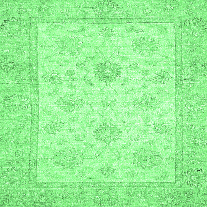 Square Machine Washable Oriental Emerald Green Traditional Area Rugs, wshabs496emgrn
