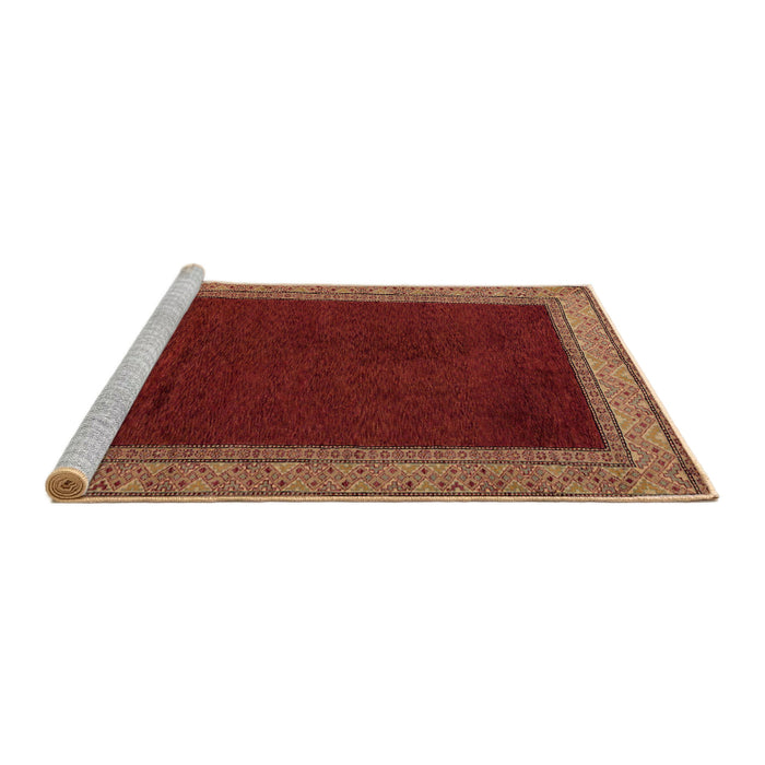 Sideview of Machine Washable Abstract Red Rug, wshabs4970