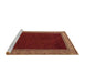 Sideview of Machine Washable Abstract Red Rug, wshabs4970