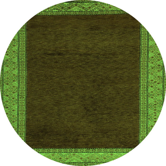 Round Abstract Green Modern Rug, abs4970grn
