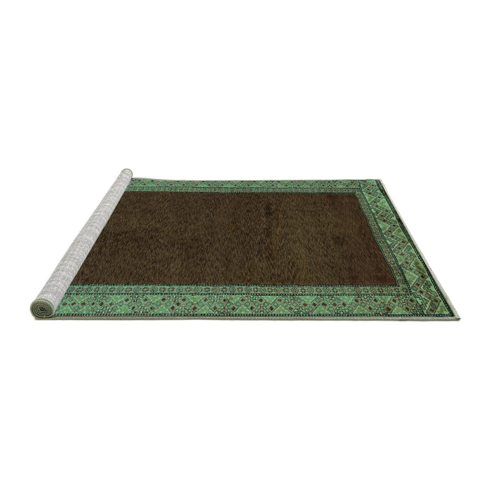 Sideview of Machine Washable Abstract Turquoise Modern Area Rugs, wshabs4970turq
