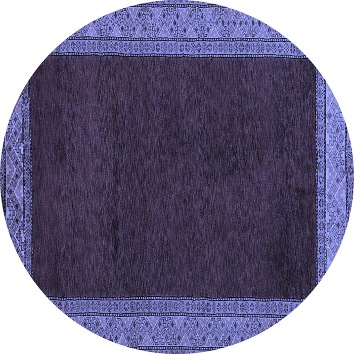 Round Abstract Blue Modern Rug, abs4970blu