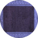 Round Abstract Blue Modern Rug, abs4970blu