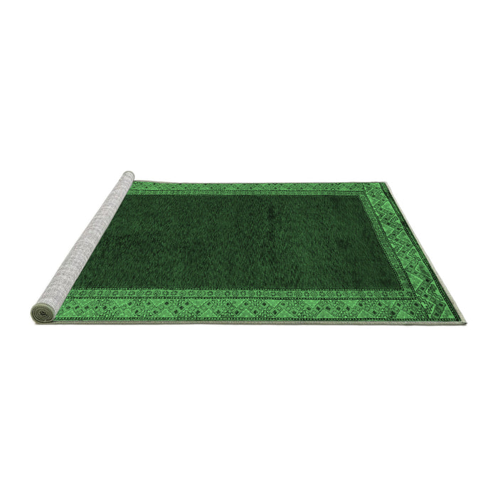Sideview of Machine Washable Abstract Emerald Green Modern Area Rugs, wshabs4970emgrn