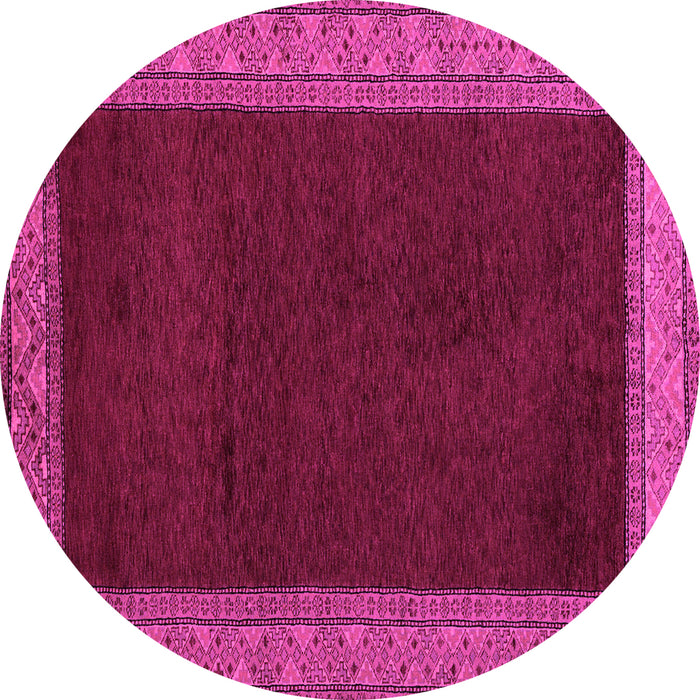 Round Machine Washable Abstract Pink Modern Rug, wshabs4970pnk