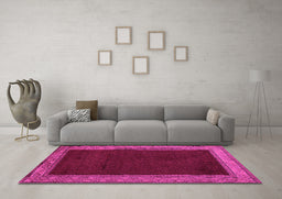 Machine Washable Abstract Pink Modern Rug in a Living Room, wshabs4970pnk