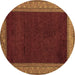 Round Abstract Brown Modern Rug, abs4970brn