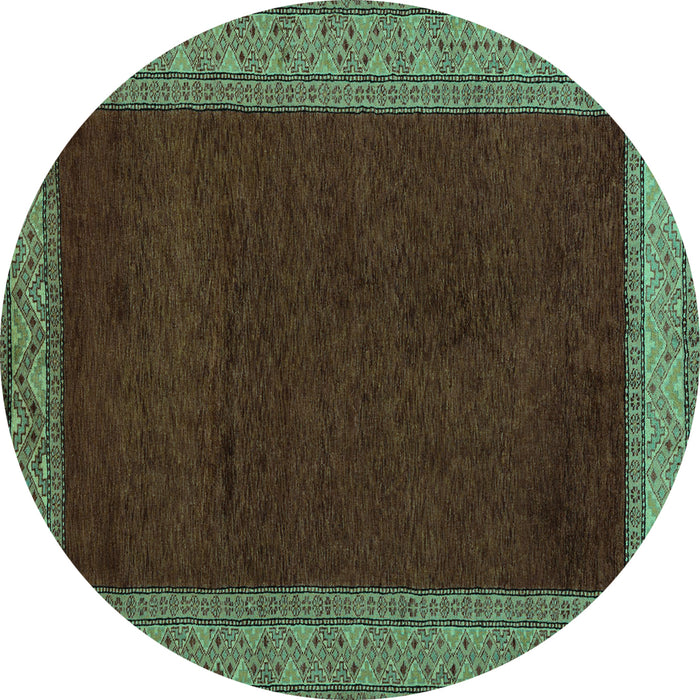 Round Abstract Turquoise Modern Rug, abs4970turq