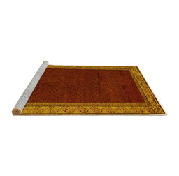Sideview of Machine Washable Abstract Yellow Modern Rug, wshabs4970yw