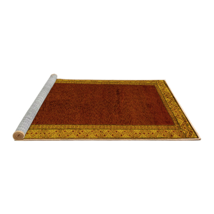 Sideview of Machine Washable Abstract Yellow Modern Rug, wshabs4970yw