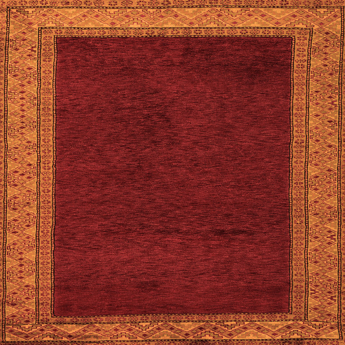Square Machine Washable Abstract Orange Modern Area Rugs, wshabs4970org