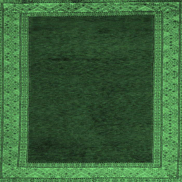 Square Machine Washable Abstract Emerald Green Modern Area Rugs, wshabs4970emgrn