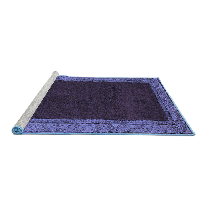 Sideview of Machine Washable Abstract Blue Modern Rug, wshabs4970blu