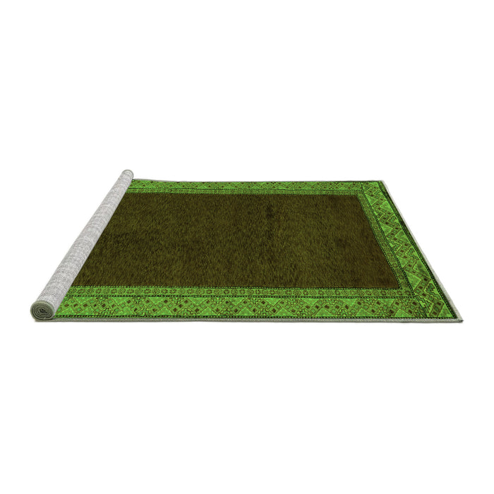 Sideview of Machine Washable Abstract Green Modern Area Rugs, wshabs4970grn