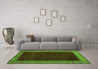 Machine Washable Abstract Green Modern Rug, wshabs4970grn