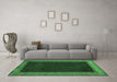 Machine Washable Abstract Emerald Green Modern Area Rugs in a Living Room,, wshabs4970emgrn