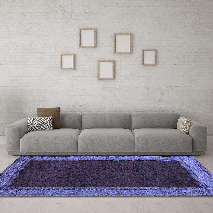 Machine Washable Abstract Blue Modern Rug in a Living Room, wshabs4970blu