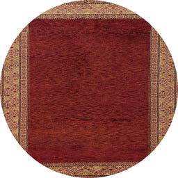 Round Machine Washable Abstract Red Rug, wshabs4970