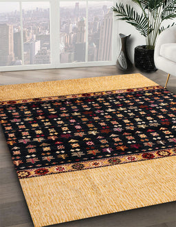 Machine Washable Abstract Orange Rug in a Family Room, wshabs4971