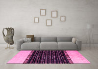 Machine Washable Abstract Pink Modern Rug, wshabs4971pnk