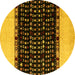 Round Abstract Yellow Modern Rug, abs4971yw