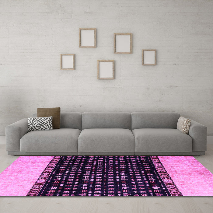 Machine Washable Abstract Purple Modern Area Rugs in a Living Room, wshabs4971pur