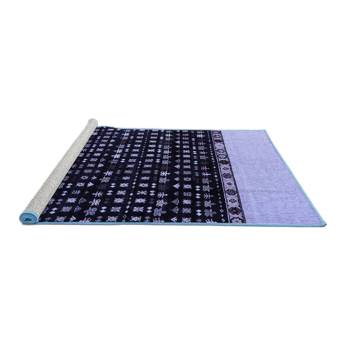 Sideview of Machine Washable Abstract Blue Modern Rug, wshabs4971blu