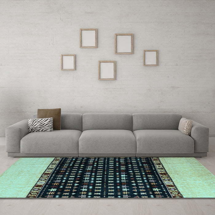 Machine Washable Abstract Light Blue Modern Rug in a Living Room, wshabs4971lblu