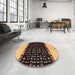 Round Abstract Orange Modern Rug in a Office, abs4971