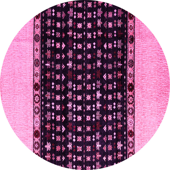 Round Machine Washable Abstract Pink Modern Rug, wshabs4971pnk