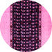 Round Machine Washable Abstract Pink Modern Rug, wshabs4971pnk